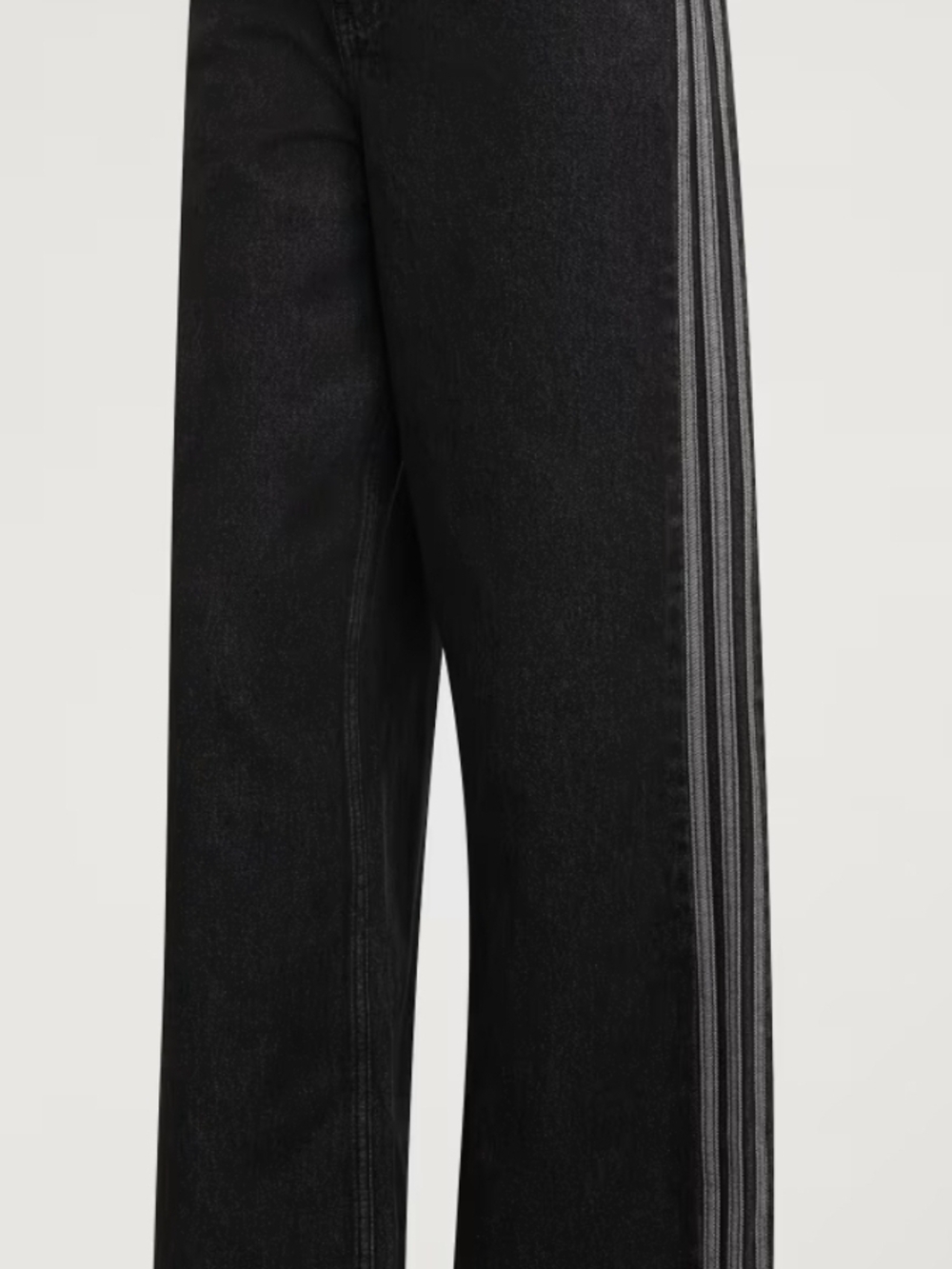 adidas Originals Black Wide-Leg Track Pants with Gray Side Stripes